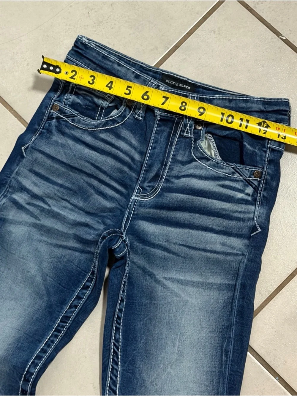 Buckle Black Kids Boys Fit No 109 Bootcut Jeans Dark Wash Contrast‎ Stitch 12R
